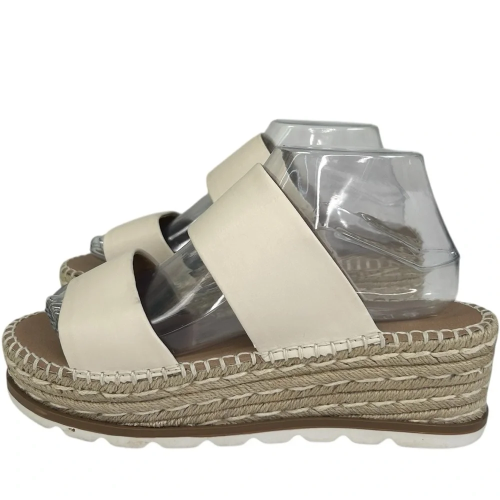 ESPRIT Katalina Off White Espadrille Platform Wedge Slide Sandals Womens SZ 7.5